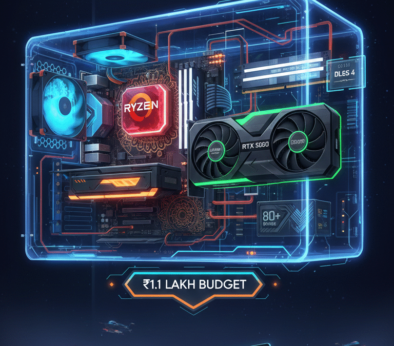 Best Gaming PC Under ₹1.1 Lakh in India (2025) – Ryzen 5 7600X + RTX 5060 Full Build Breakdown