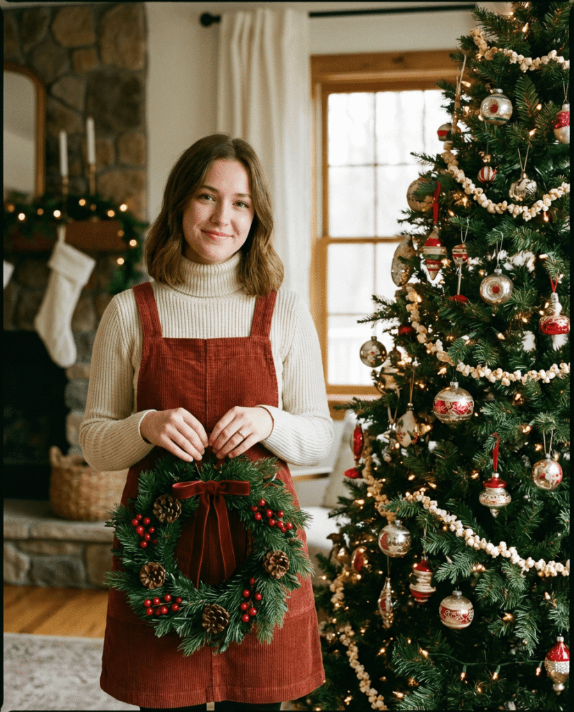 freepik create a cozy indoor christmas portrait of a young 12924