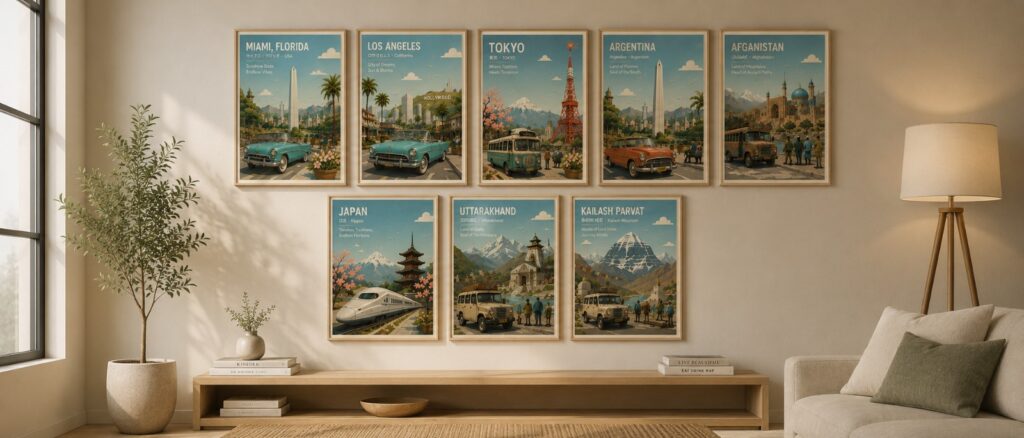 Travel Poster Wall Showcased